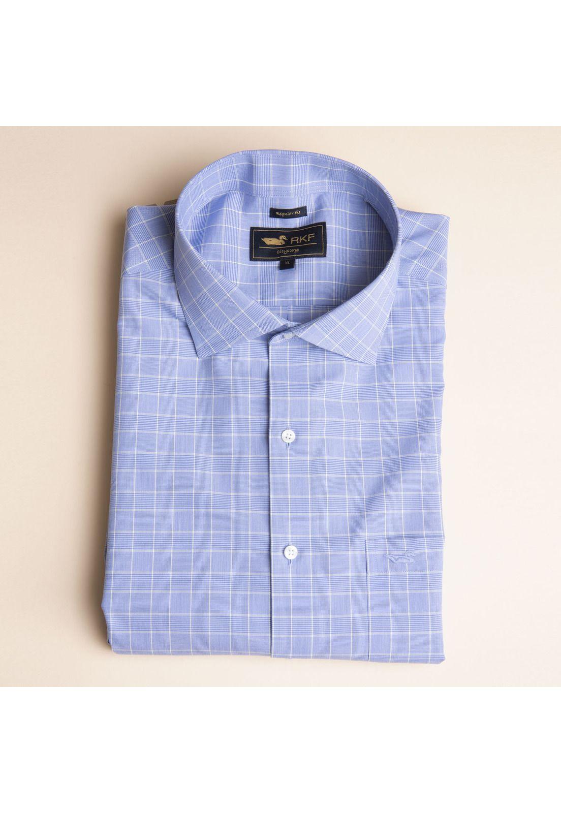 Camisa Hombre Libre De Arrugas Pc Azul-4