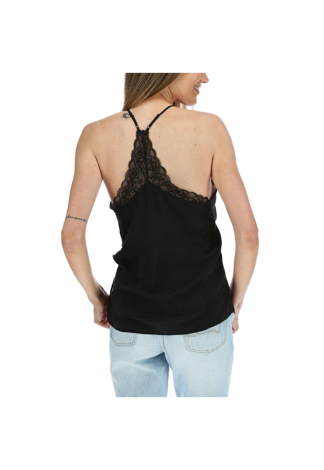 Polera Seda Mujer Greta Negro-2