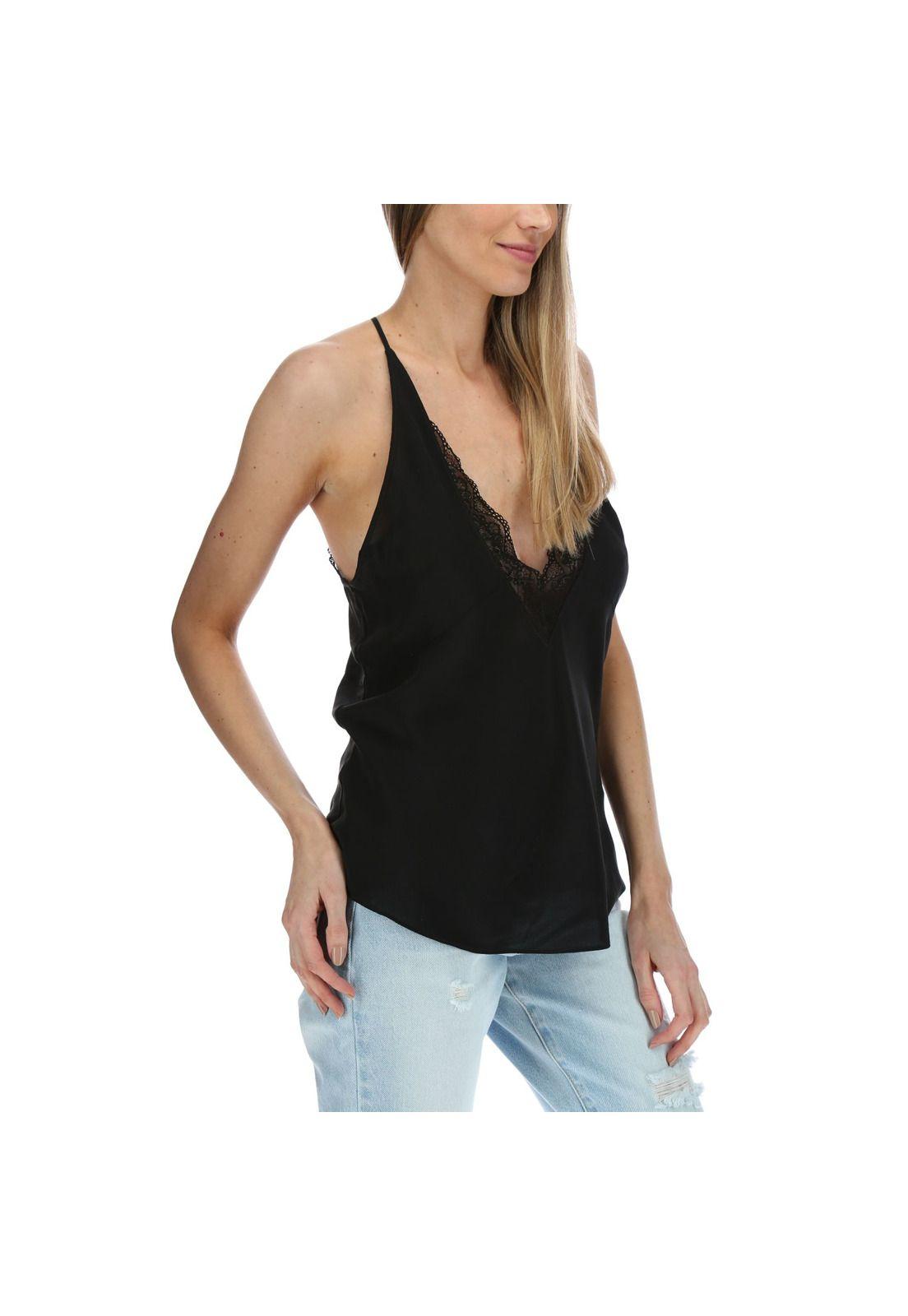 Polera Seda Mujer Greta Negro-3