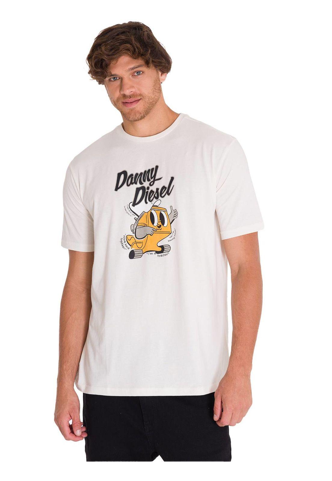 Polera Casual Retro Danny Diesel 4 Hombre Blanca-0