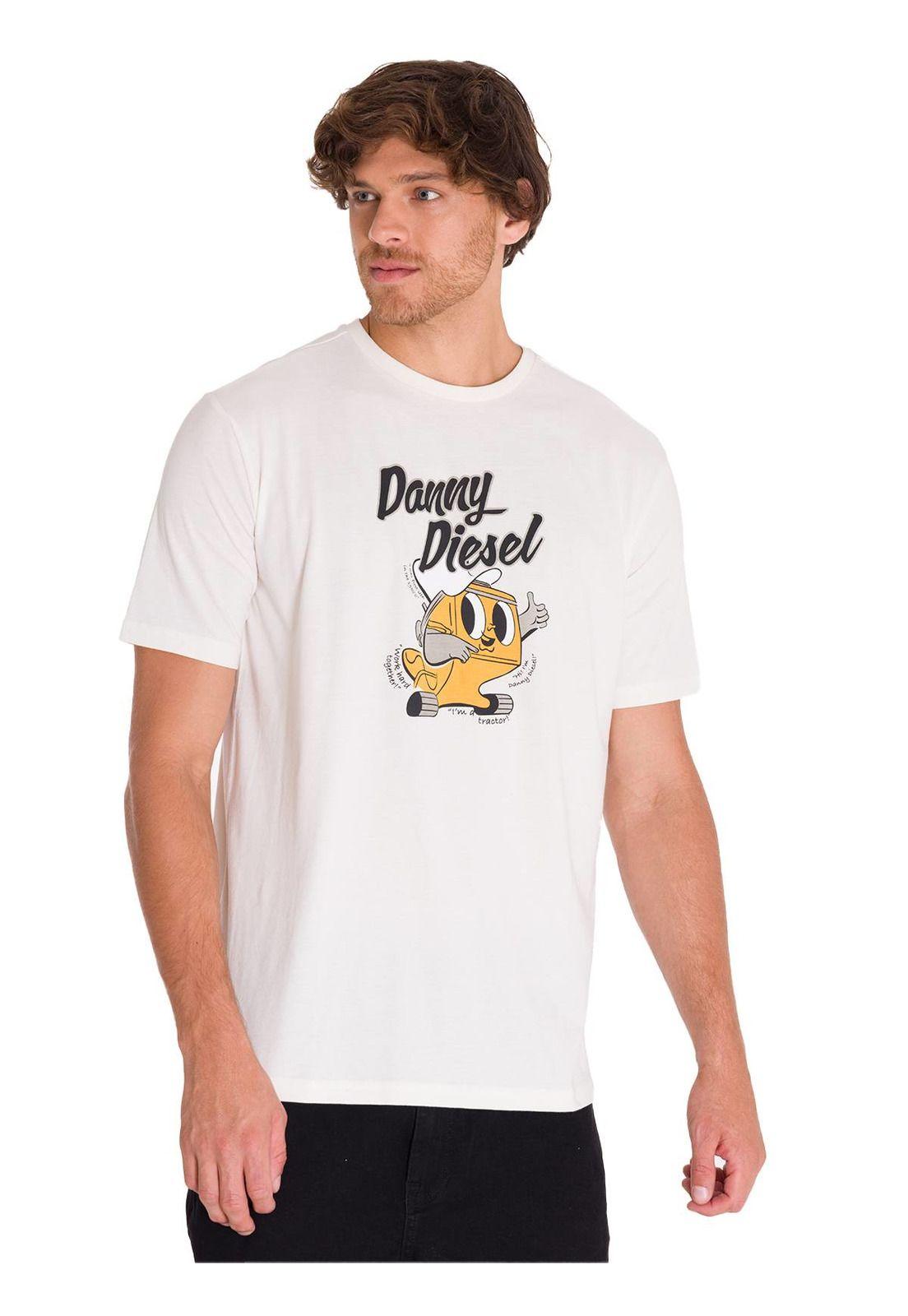 Polera Casual Retro Danny Diesel 4 Hombre Blanca-1