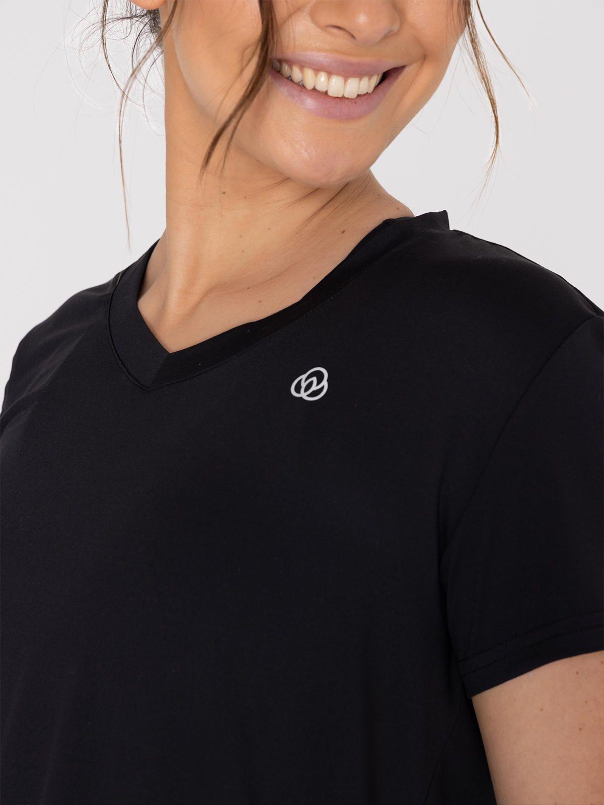 Polera deportiva Mujer Manga Corta V Neck Negro-6