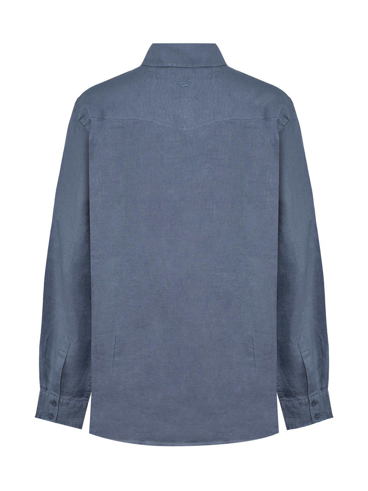 Blusa Lino Organico Mujer Lirio Azul-1