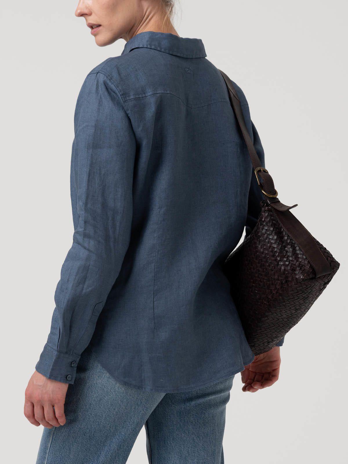 Blusa Lino Organico Mujer Lirio Azul-5