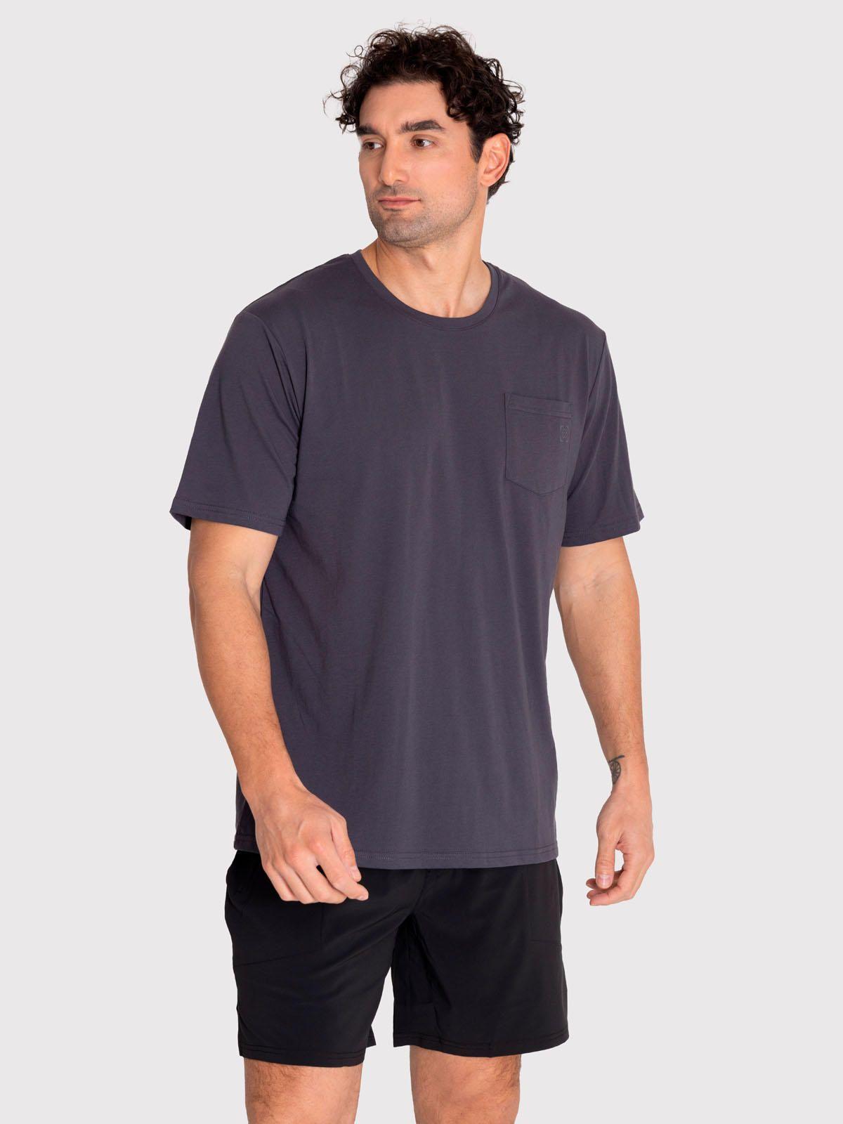 Polera deportiva Hombre Pocket TShirt Gris Oscuro-0