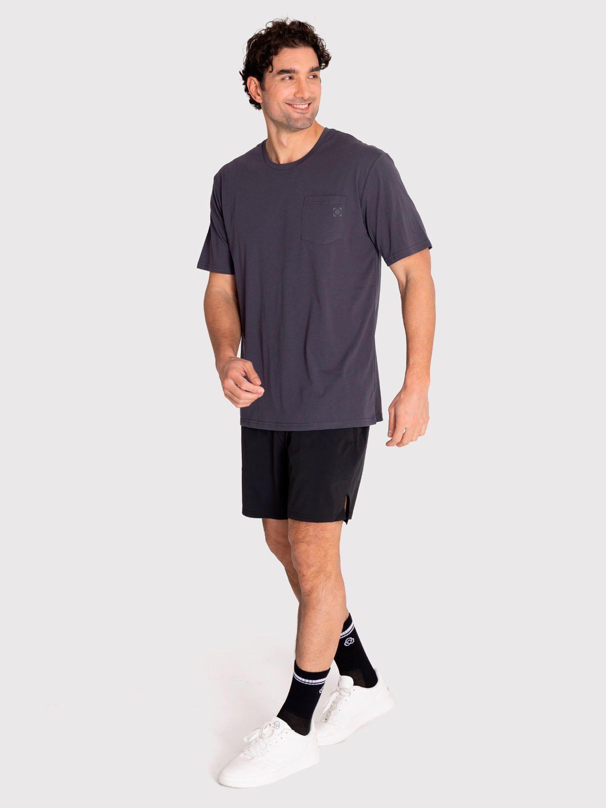 Polera deportiva Hombre Pocket TShirt Gris Oscuro-1