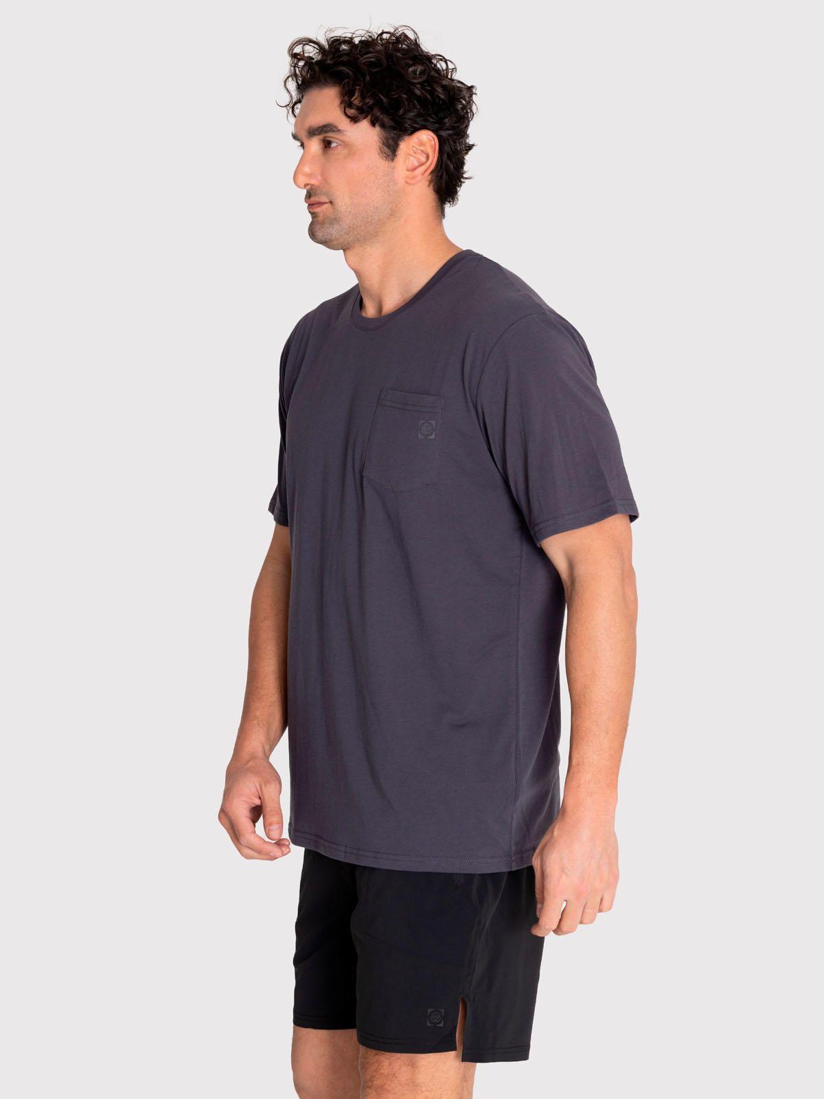 Polera deportiva Hombre Pocket TShirt Gris Oscuro-3