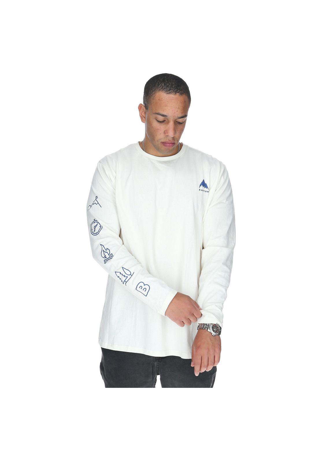 Polera M/L Hombre Side Patterns Blanco-0