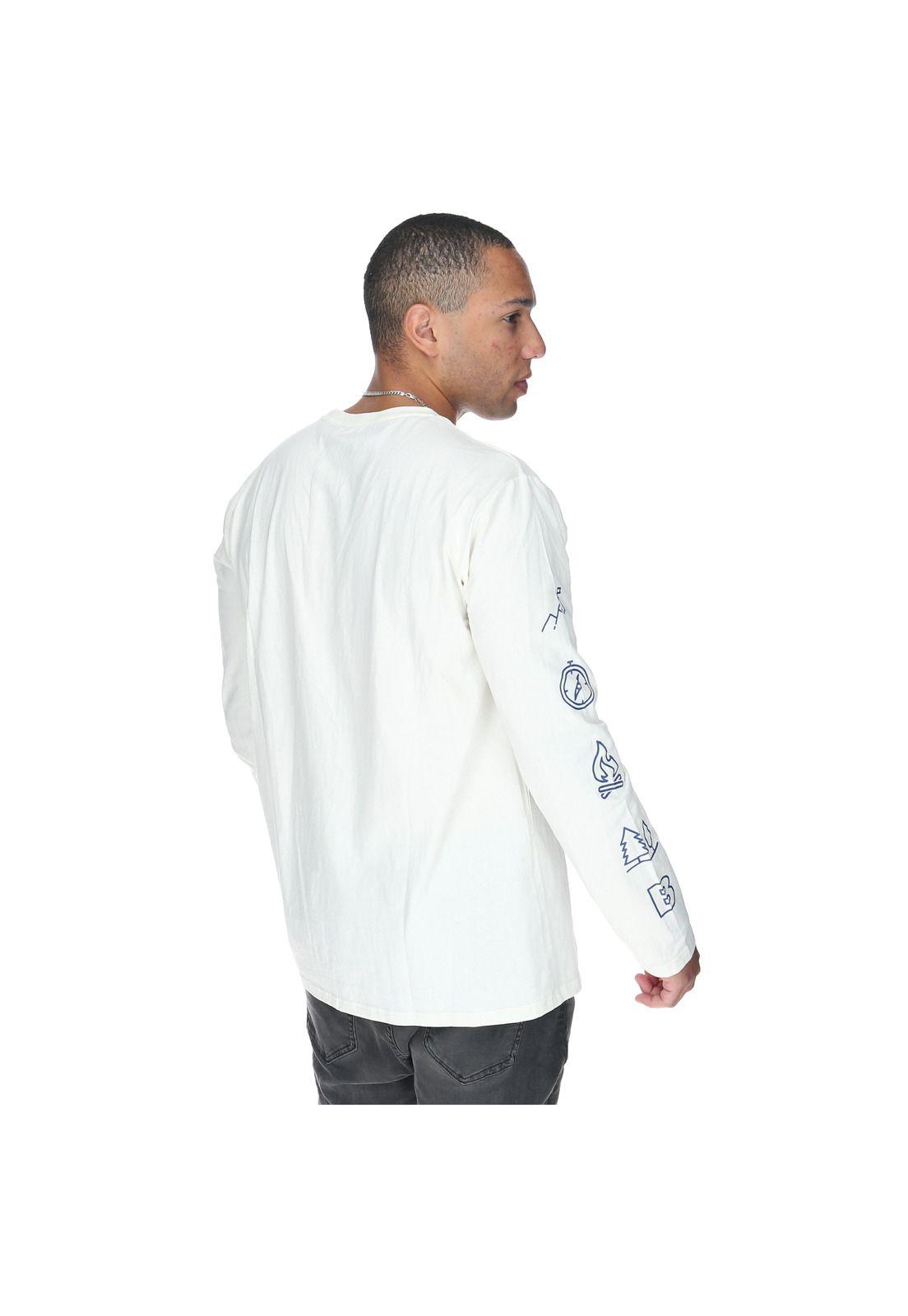 Polera M/L Hombre Side Patterns Blanco-2
