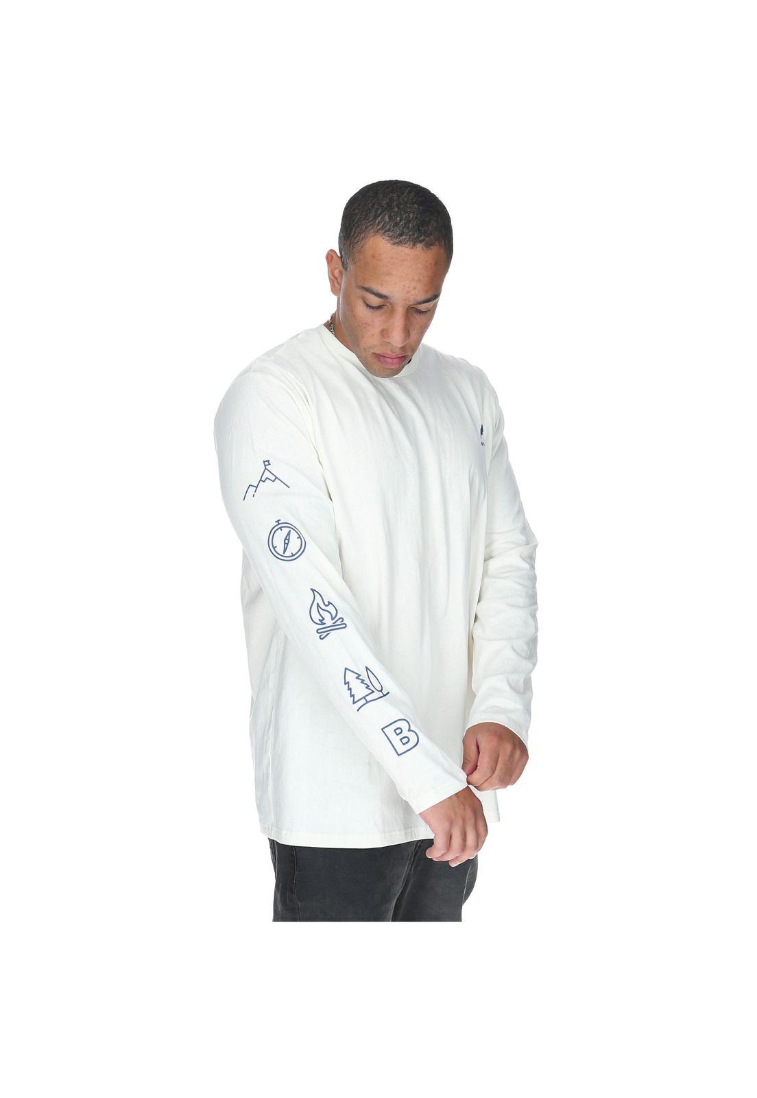 Polera M/L Hombre Side Patterns Blanco-5