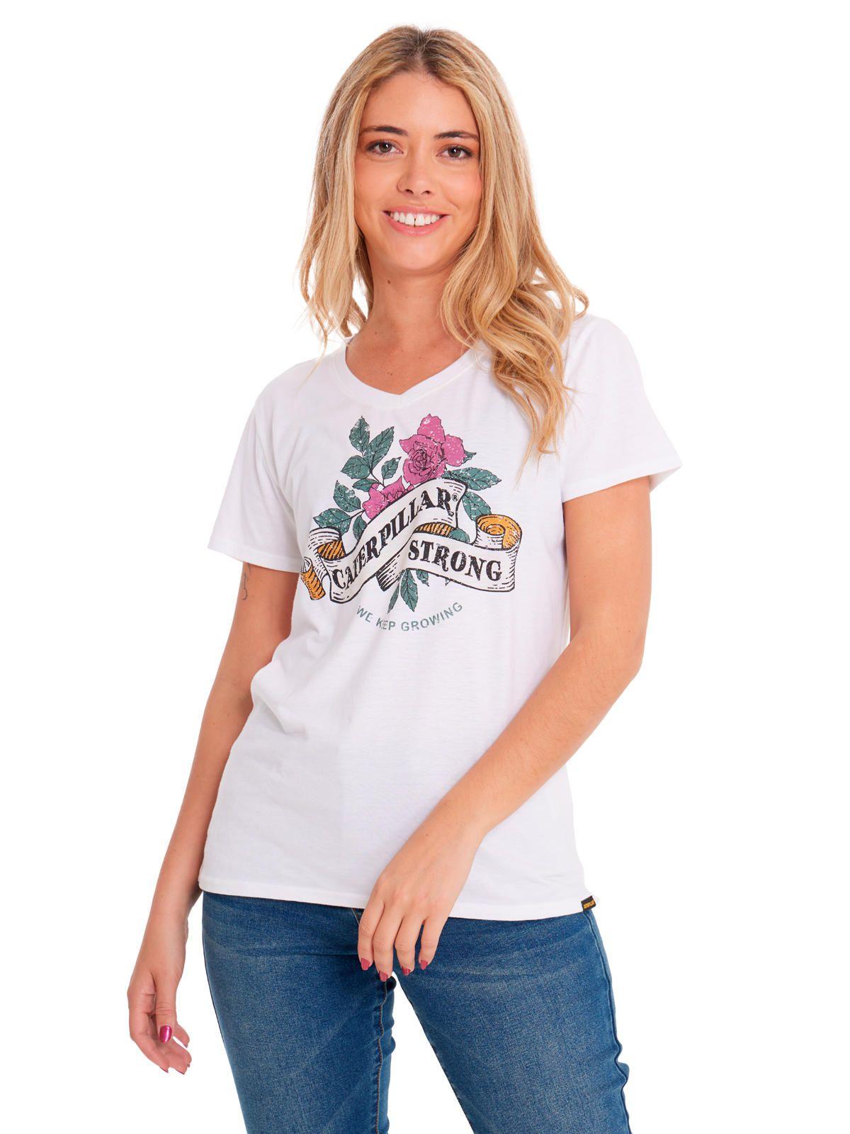 Polera Manga Corta Mujer V-Neck Graphic2 Blanco-0