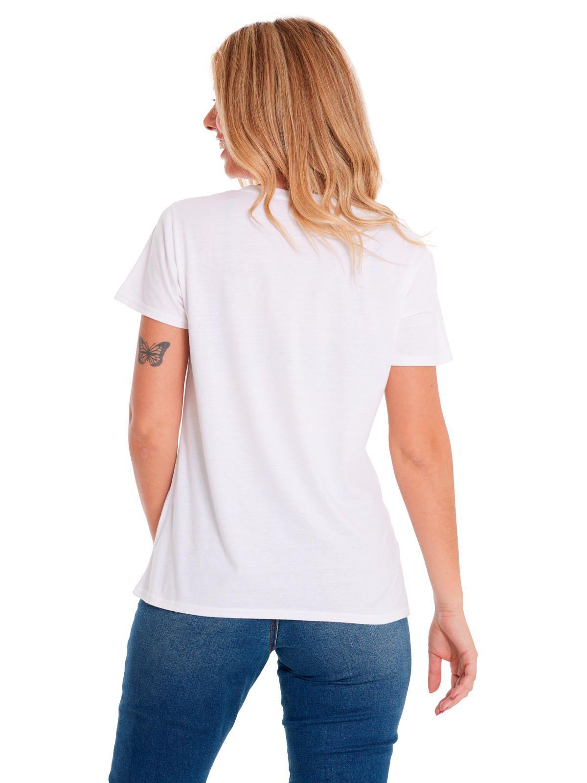 Polera Manga Corta Mujer V-Neck Graphic2 Blanco-3