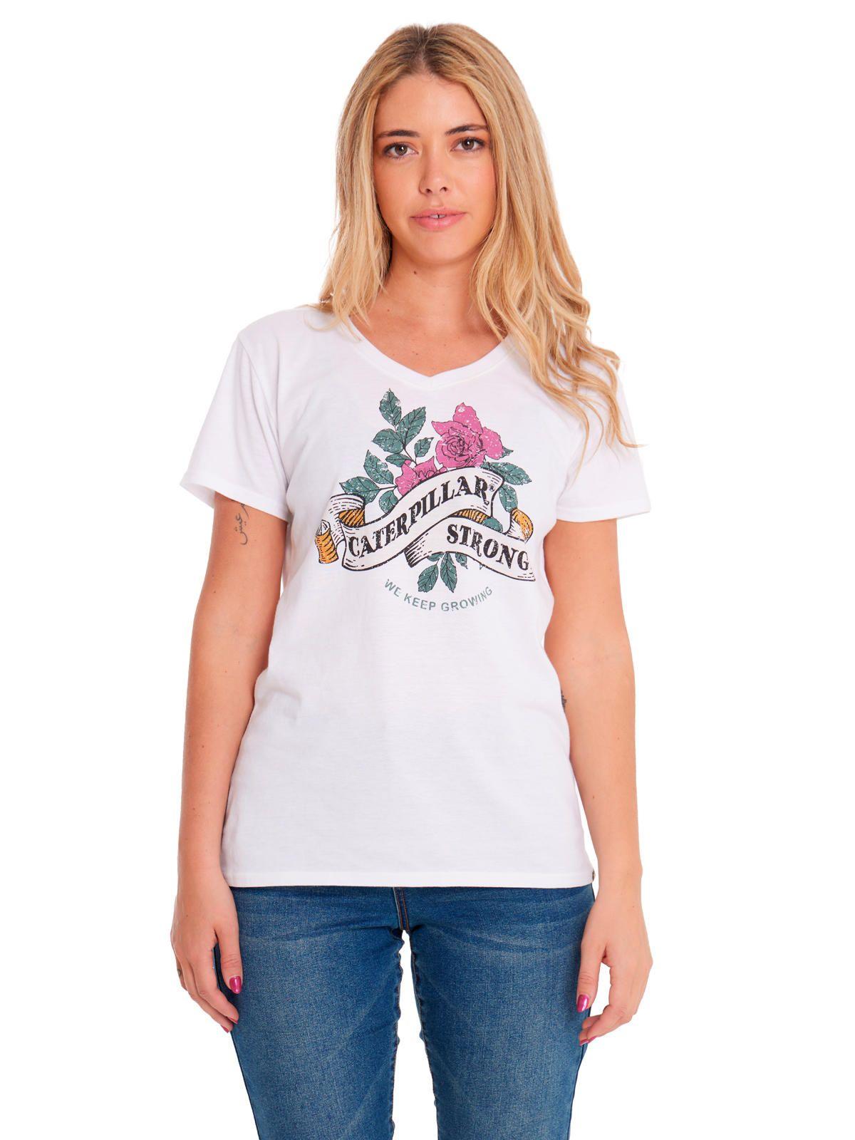 Polera Manga Corta Mujer V-Neck Graphic2 Blanco-4