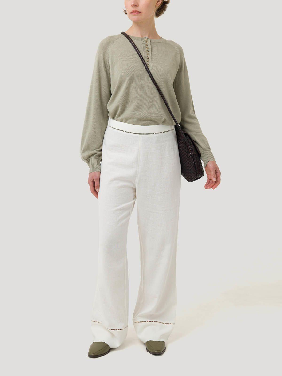 Pantalón Lino Orgánico Mujer Mekong Blanco -7