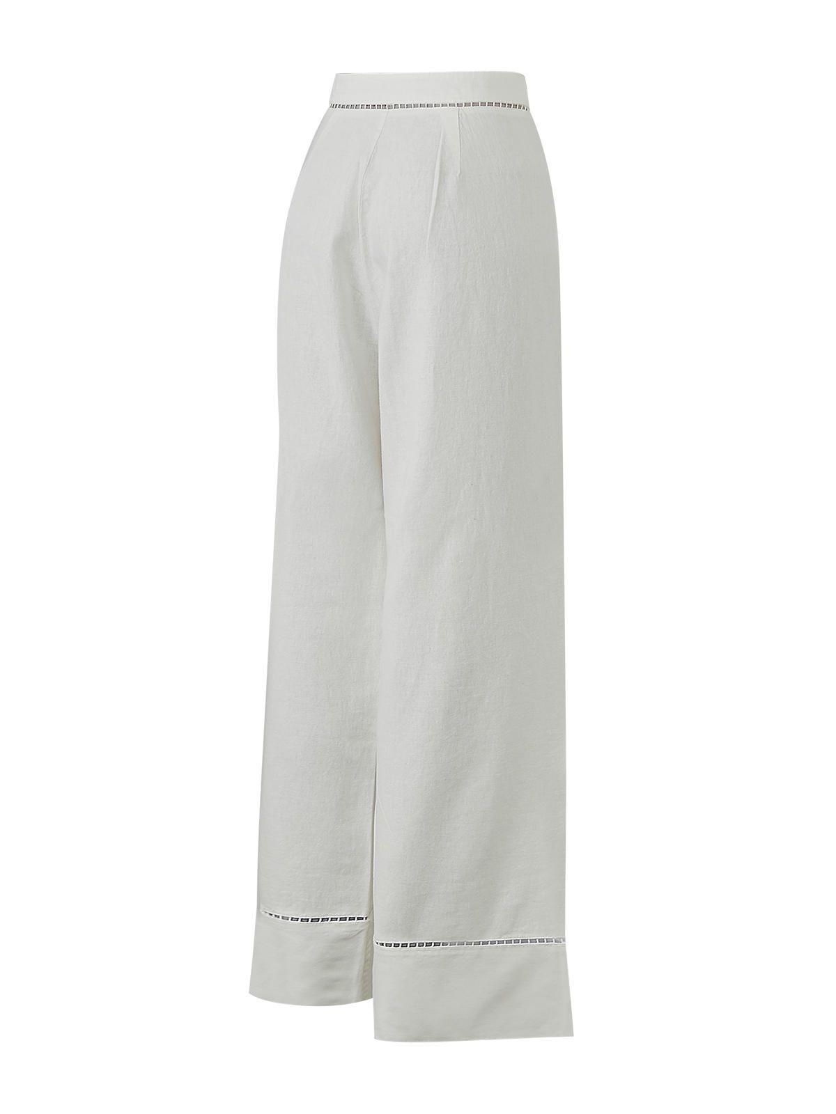 Pantalón Lino Orgánico Mujer Mekong Blanco -1
