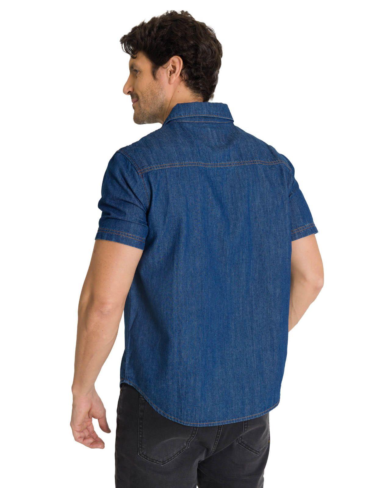 Camisa Manga Corta Hombre Denim Azul-3