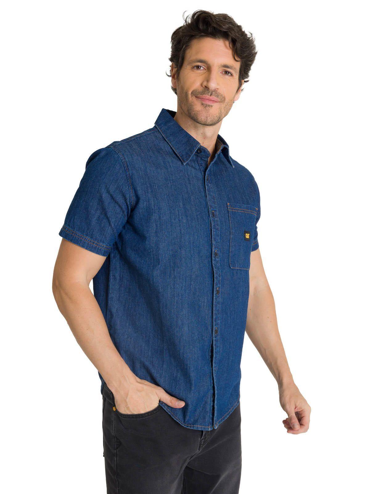 Camisa Manga Corta Hombre Denim Azul-1