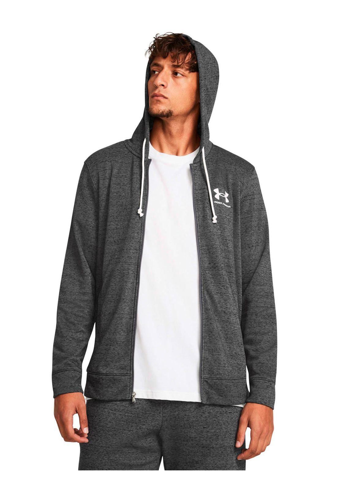 Poleron Lifestyle  hombre Rival Terry Full-Zip gris -3