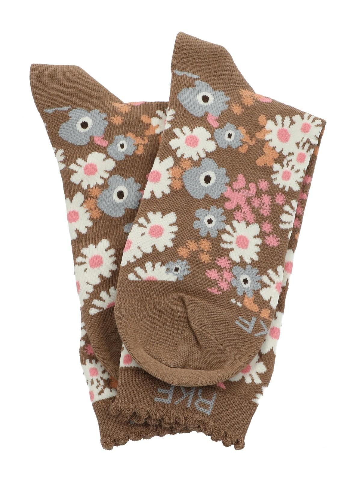 Calcetín Bambú Mujer C St Flowers Café-2