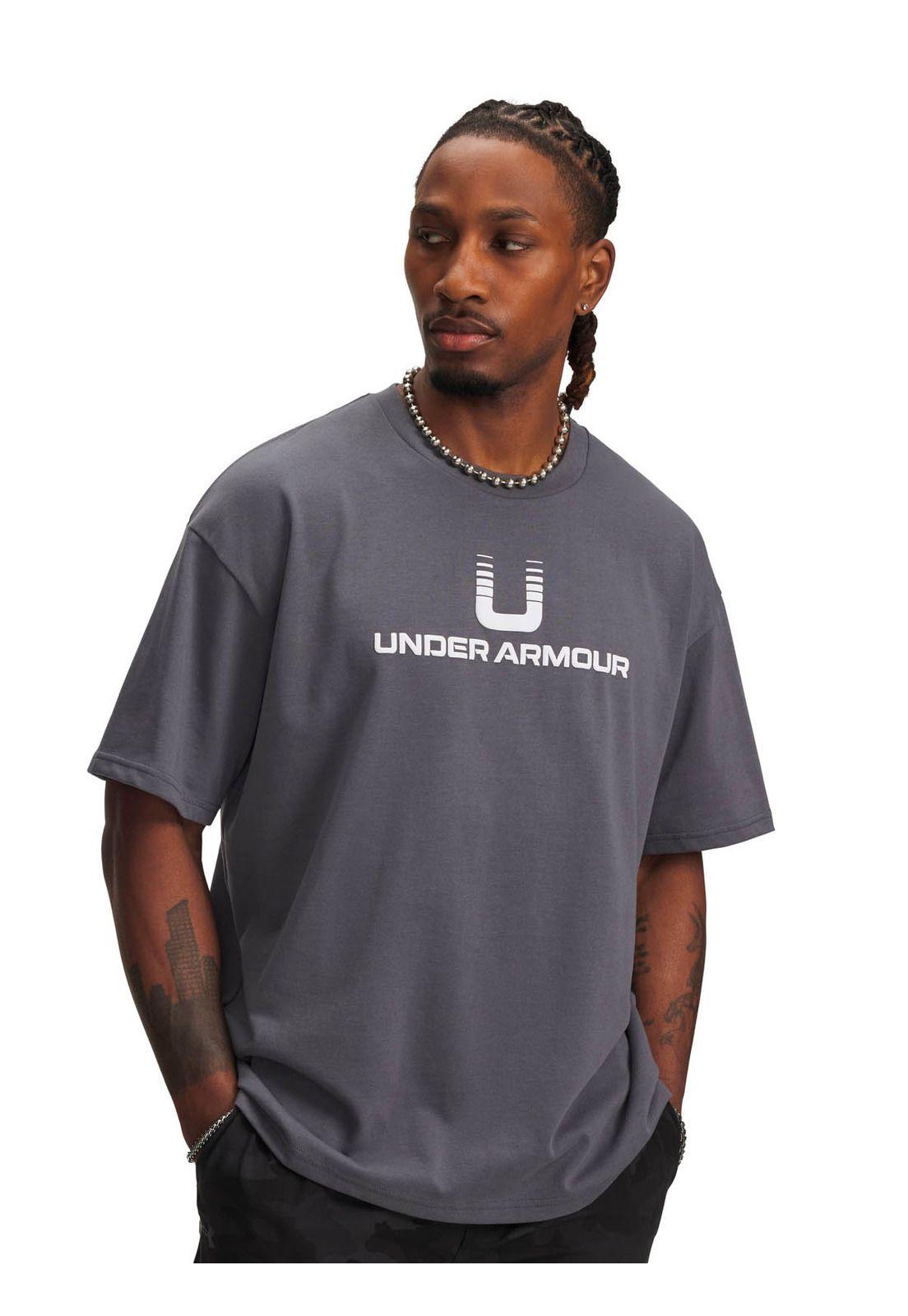 Polera Manga Corta Lifestyle  hombre Logo Heavyweight gris -0
