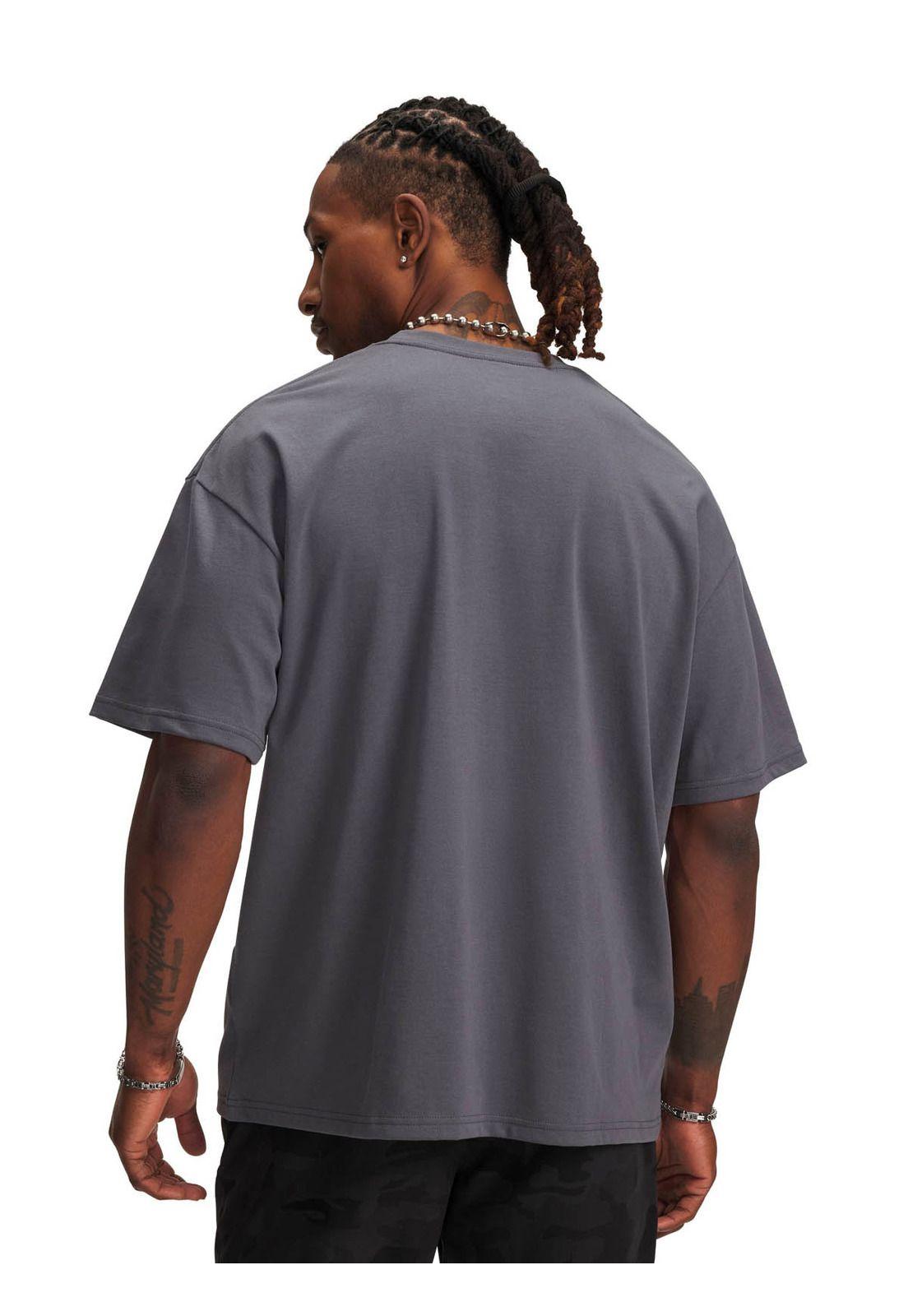 Polera Manga Corta Lifestyle  hombre Logo Heavyweight gris -1