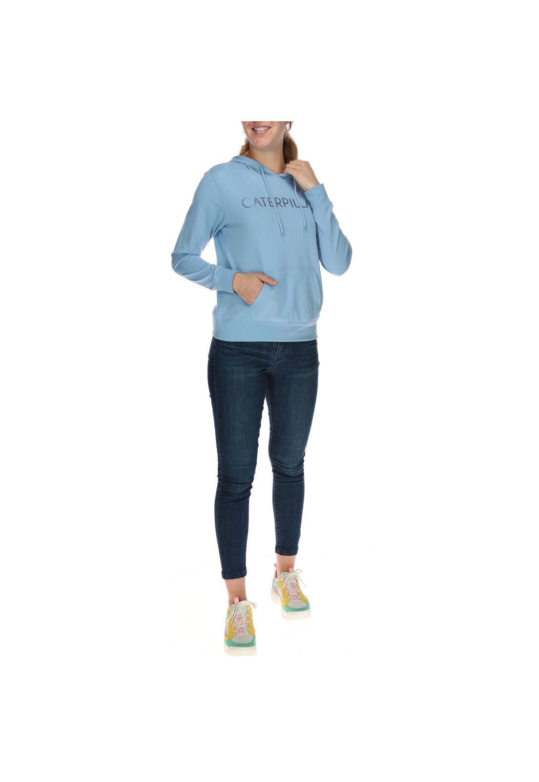 Polerón Mujer Foundation Logo Hoody Celeste-4