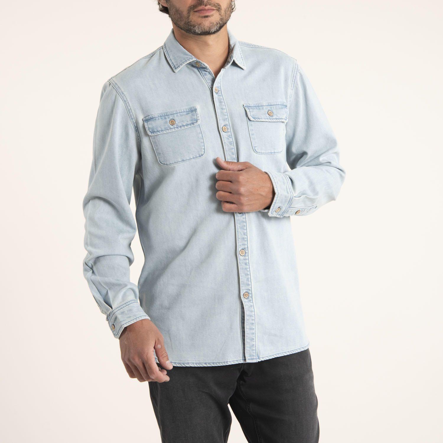 Camisa Algodón Hombre Denim Celeste-1