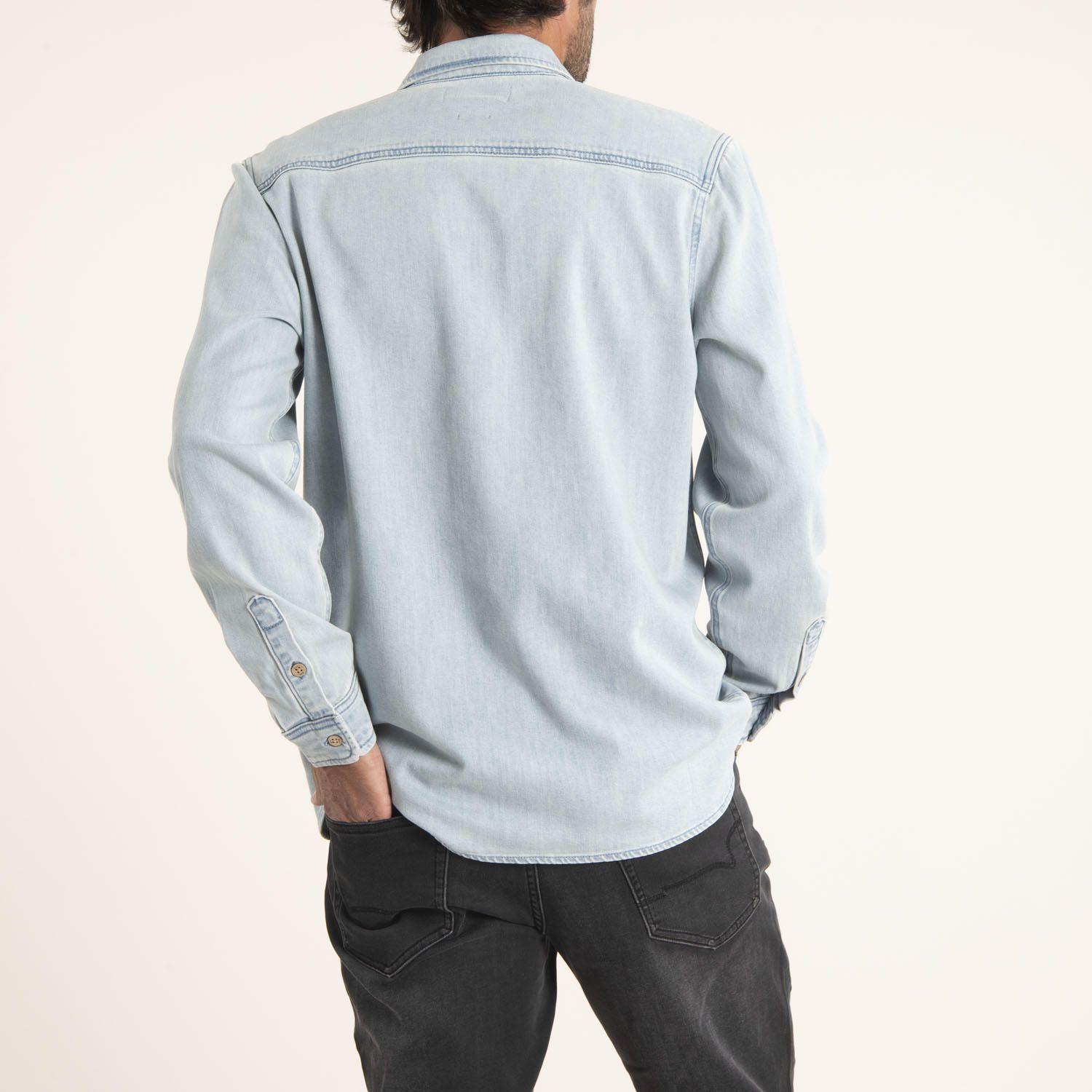 Camisa Algodón Hombre Denim Celeste-3