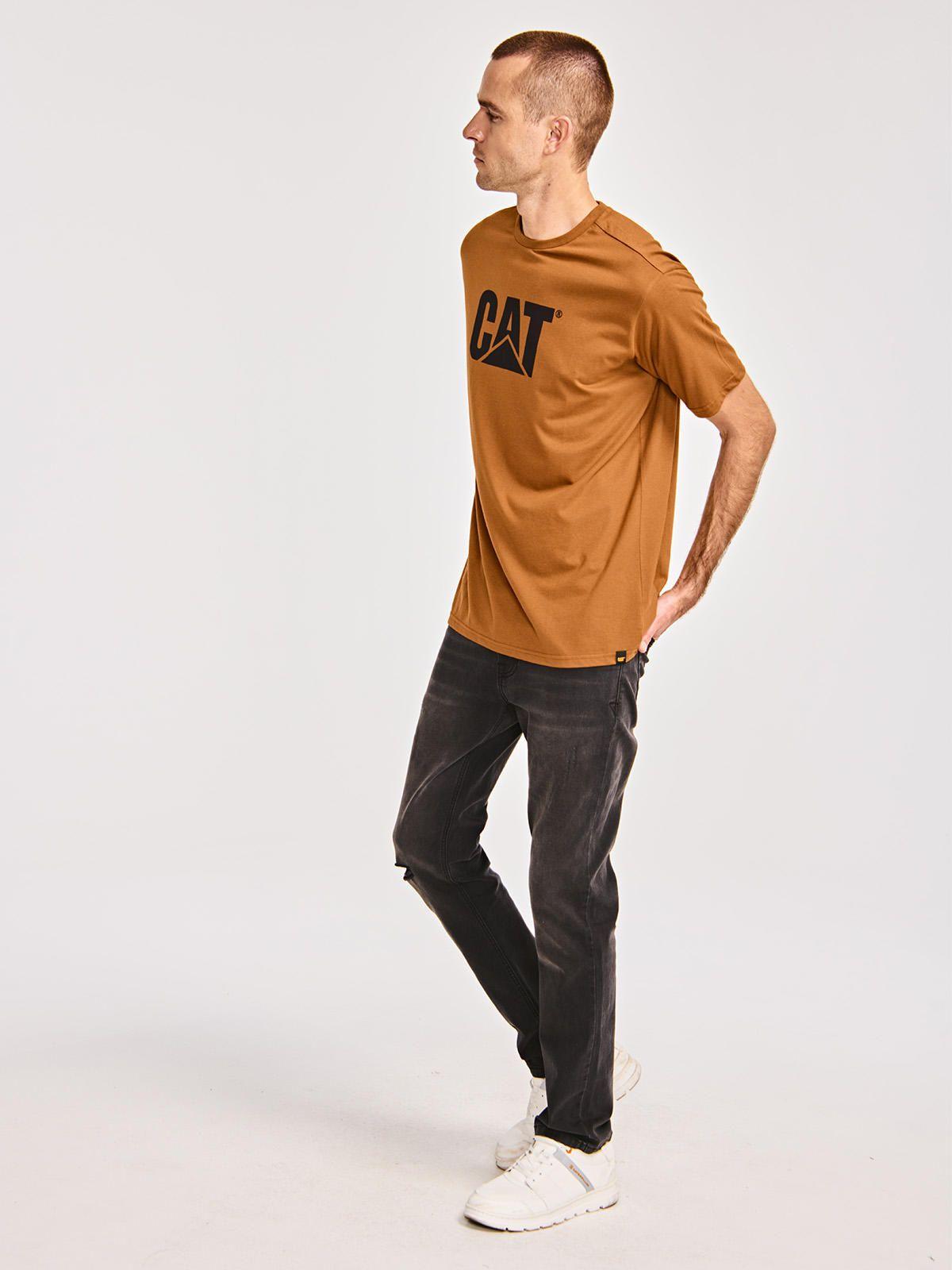 Polera Manga Corta Hombre Cat Logo Tee Café-4