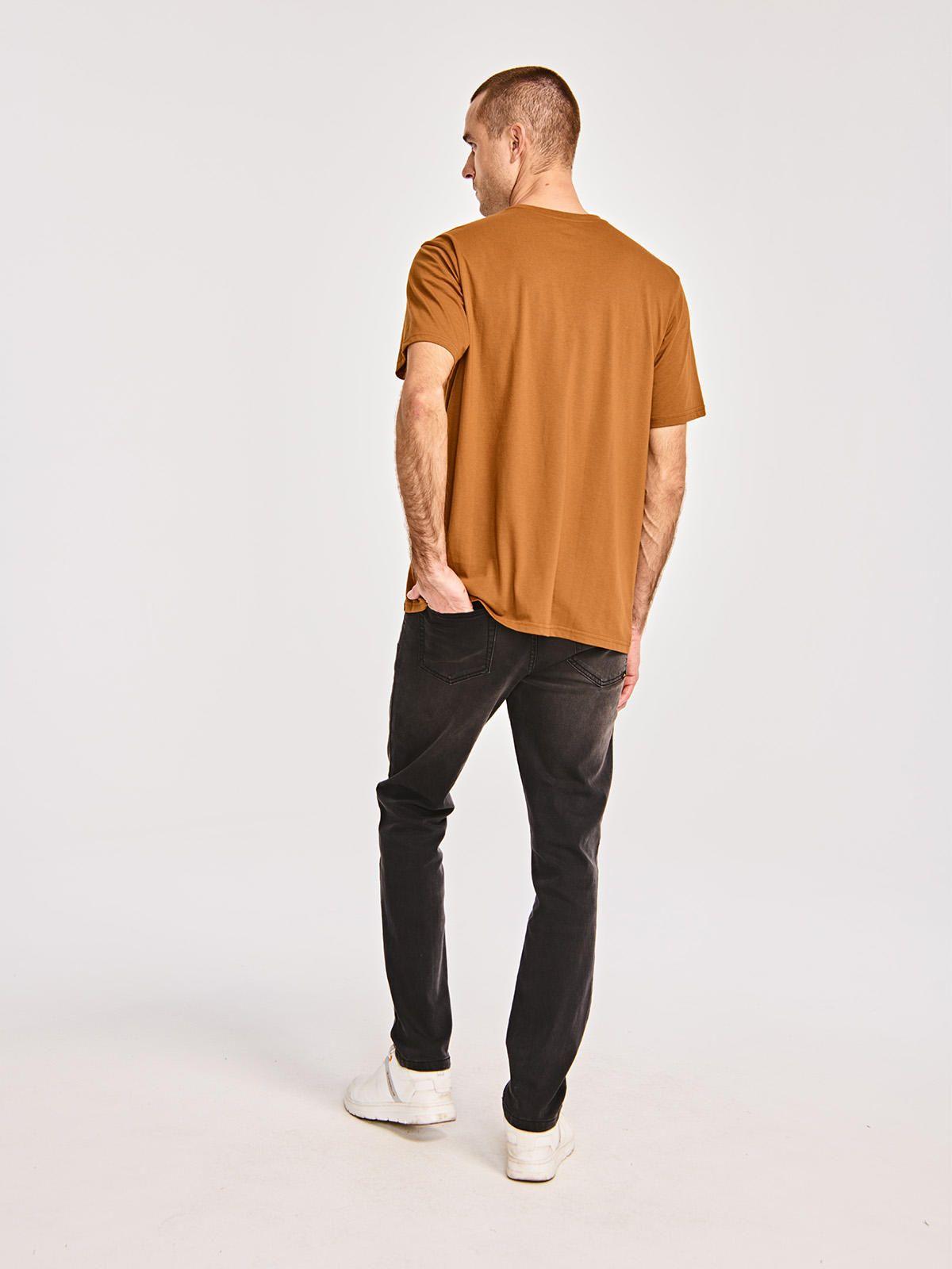 Polera Manga Corta Hombre Cat Logo Tee Café-5