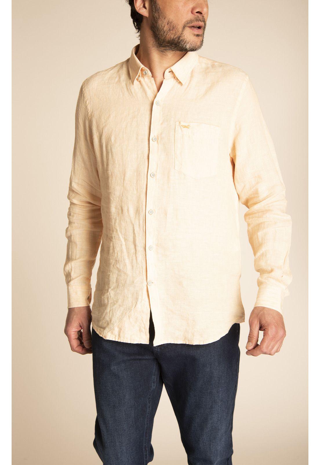 Camisa Lino Orgánico Hombre Linen Naranja-5