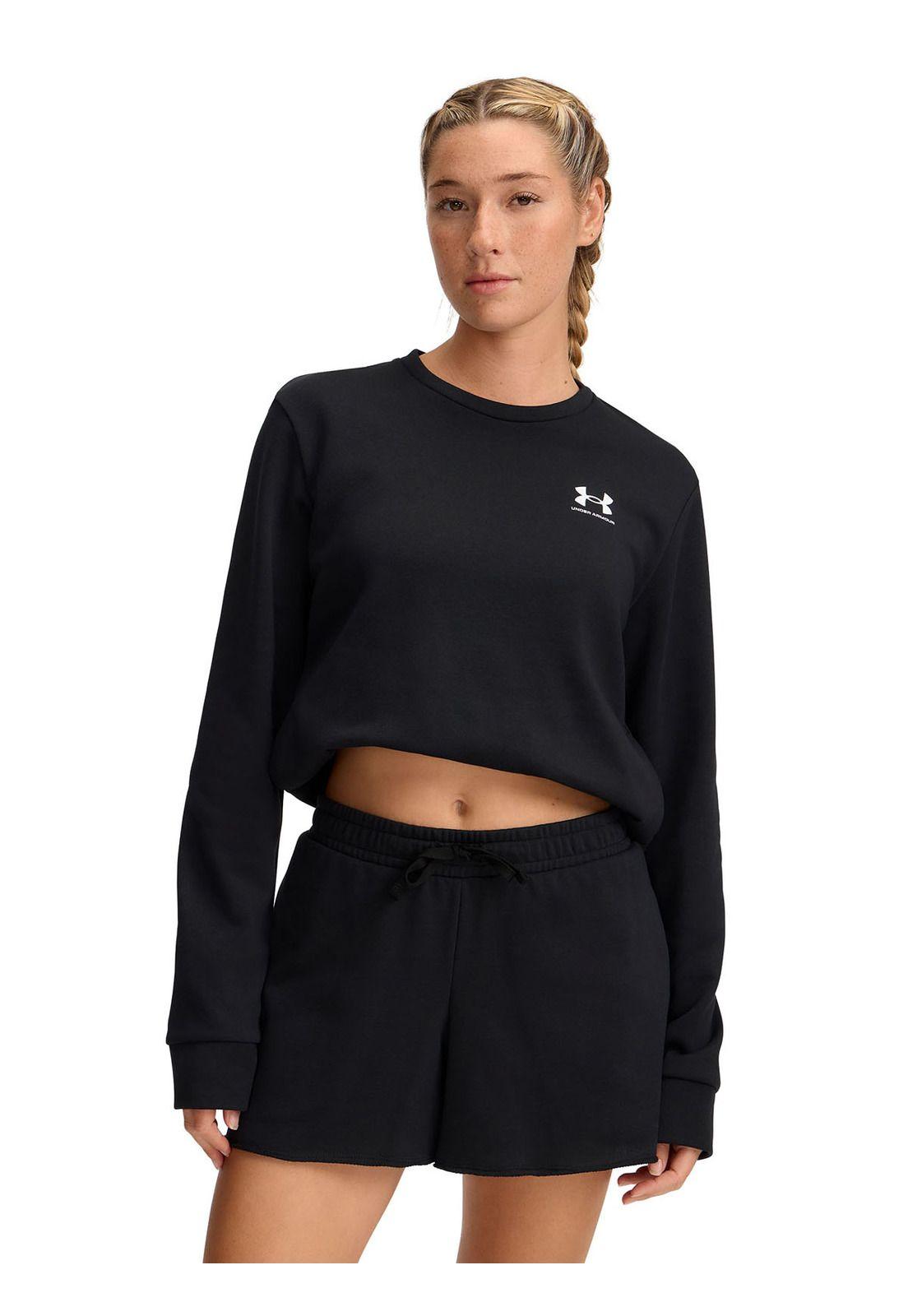 Polerón Ua Rival Terry Crew Negro Para Mujer-0