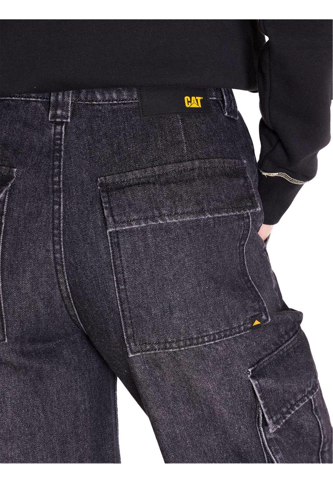 Jeans Rigid Exaggerated Cargo Mujer Gris-1