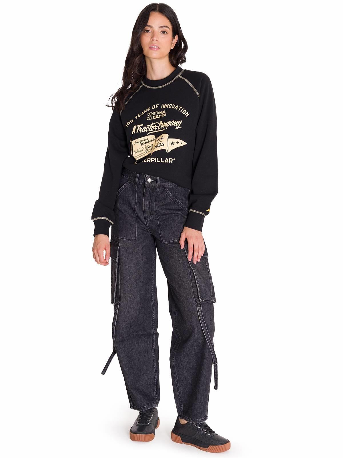 Jeans Rigid Exaggerated Cargo Mujer Gris-5