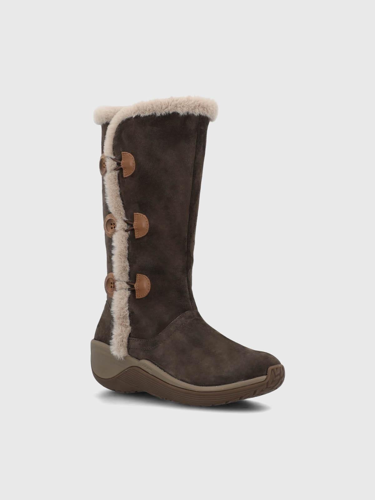 Bota Cuero Mujer Alove Button Café Oscuro-0