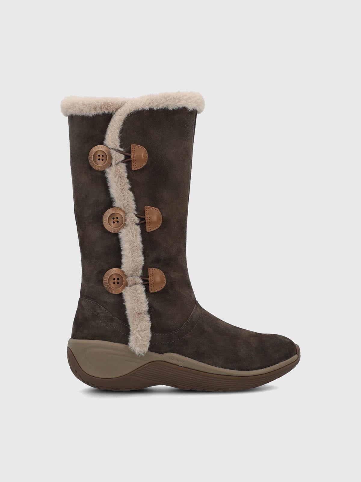 Bota Cuero Mujer Alove Button Café Oscuro-1