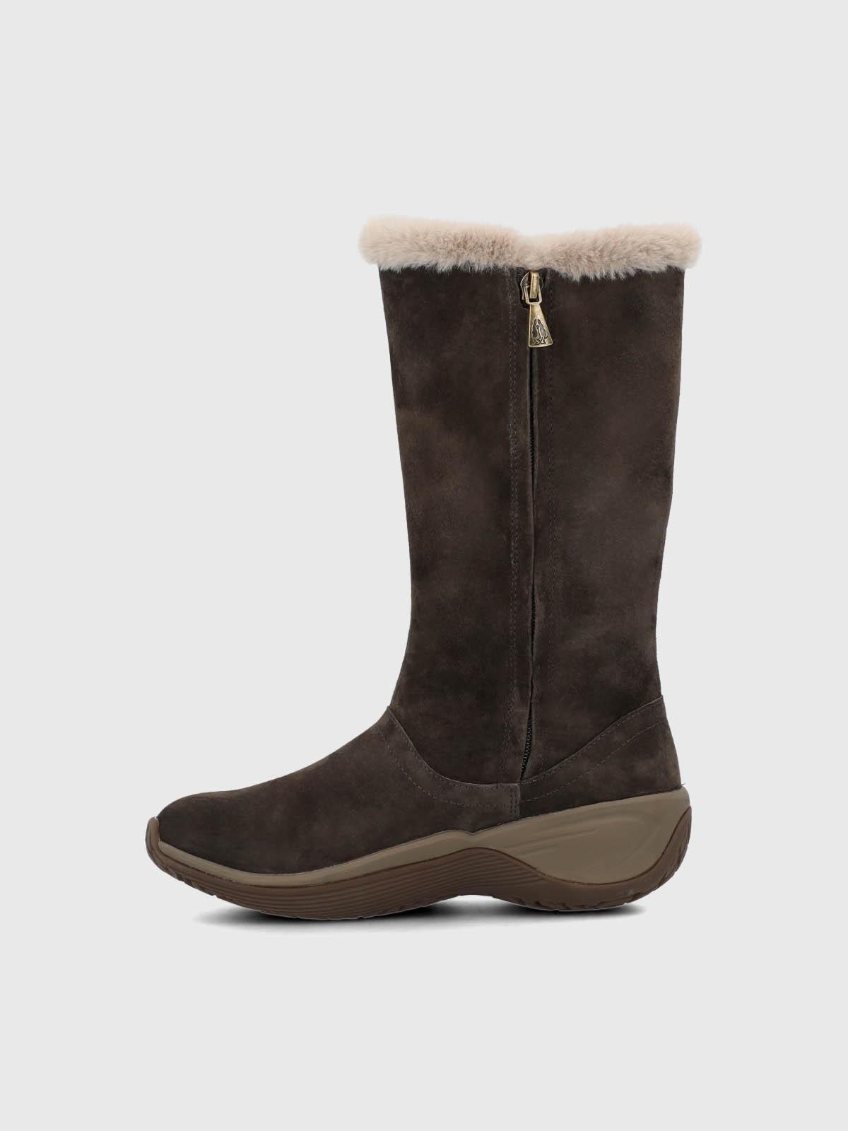 Bota Cuero Mujer Alove Button Café Oscuro-4