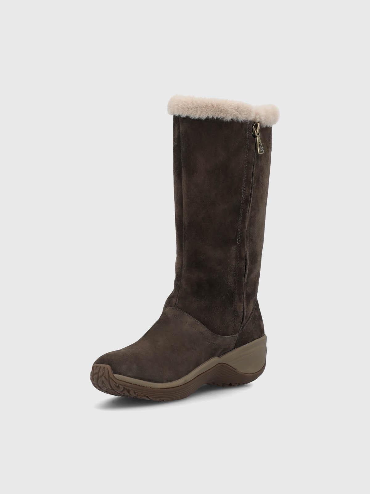 Bota Cuero Mujer Alove Button Café Oscuro-5