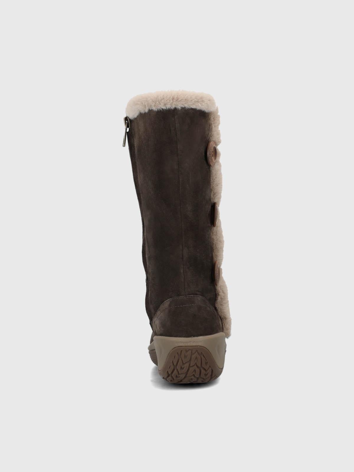Bota Cuero Mujer Alove Button Café Oscuro-6