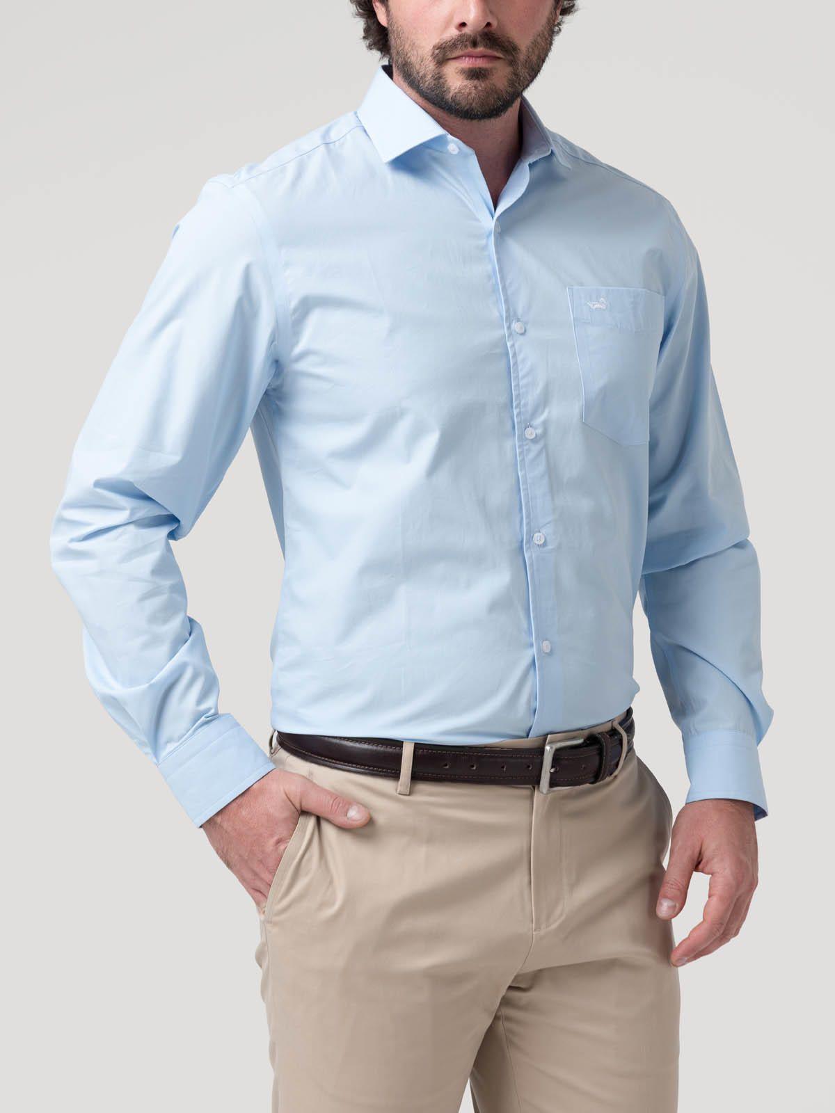 Camisa Algodón Hombre Easysolid Azul-4