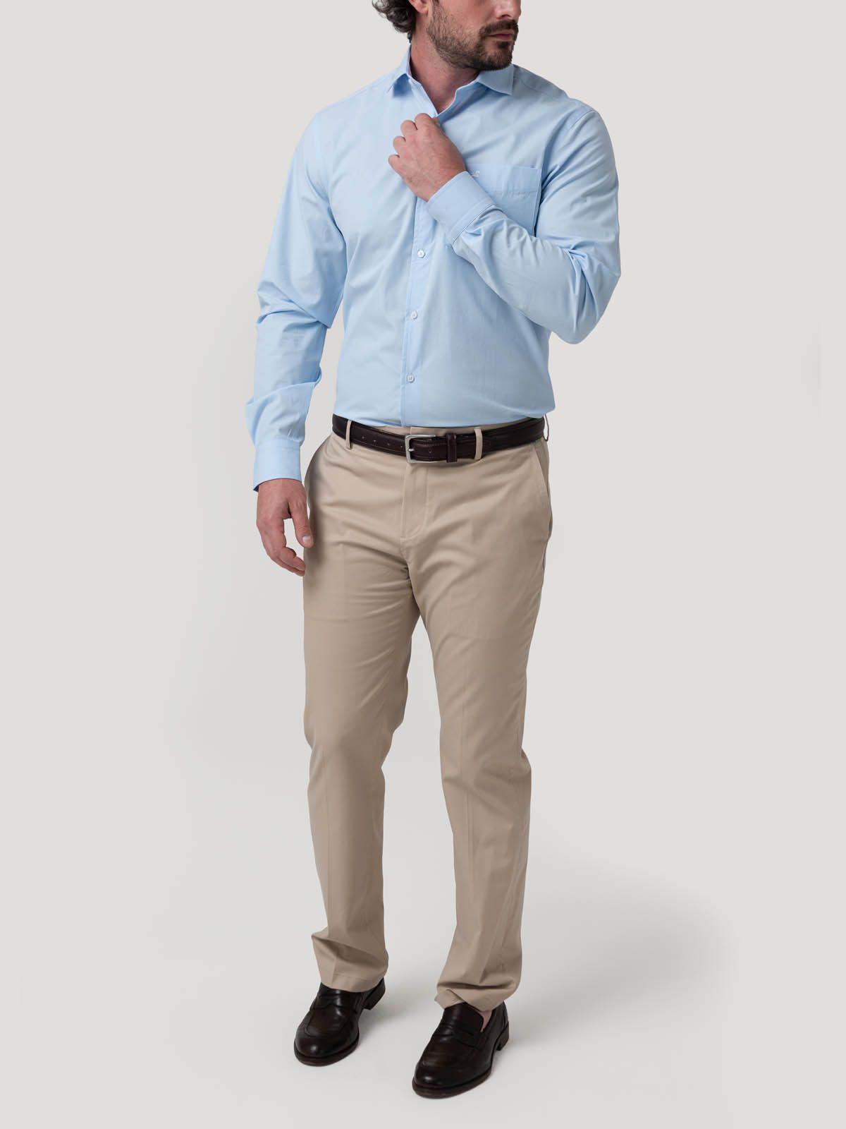 Camisa Algodón Hombre Easysolid Azul-7