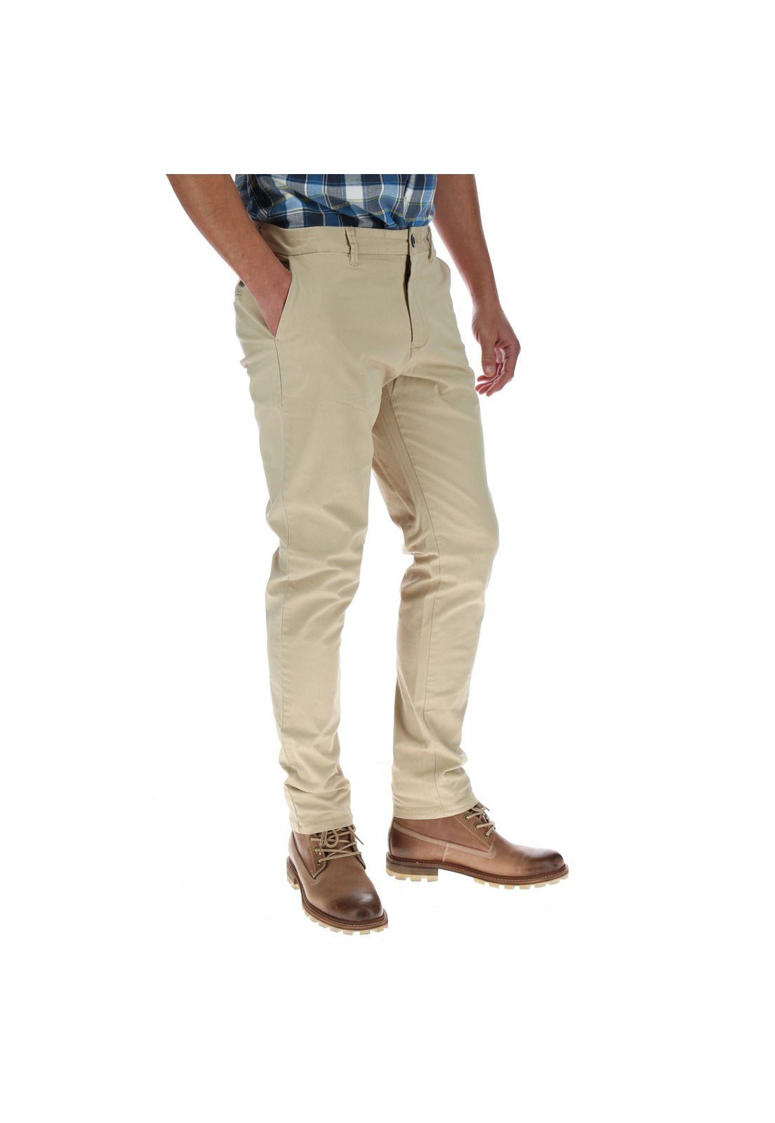 PANTALON HOMBRE SKINNY STRETCH CHINO BEIGE-3