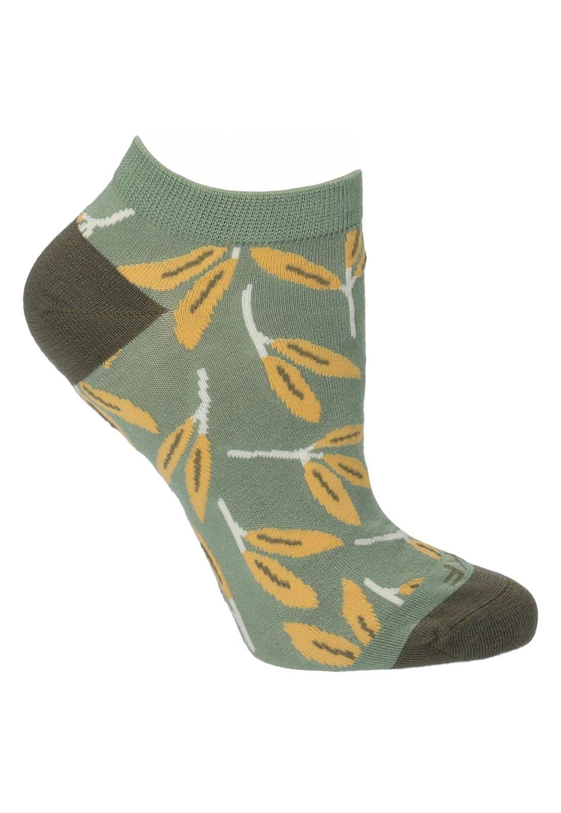 Calcetín Bambú Mujer Ped Leafs Verde-0