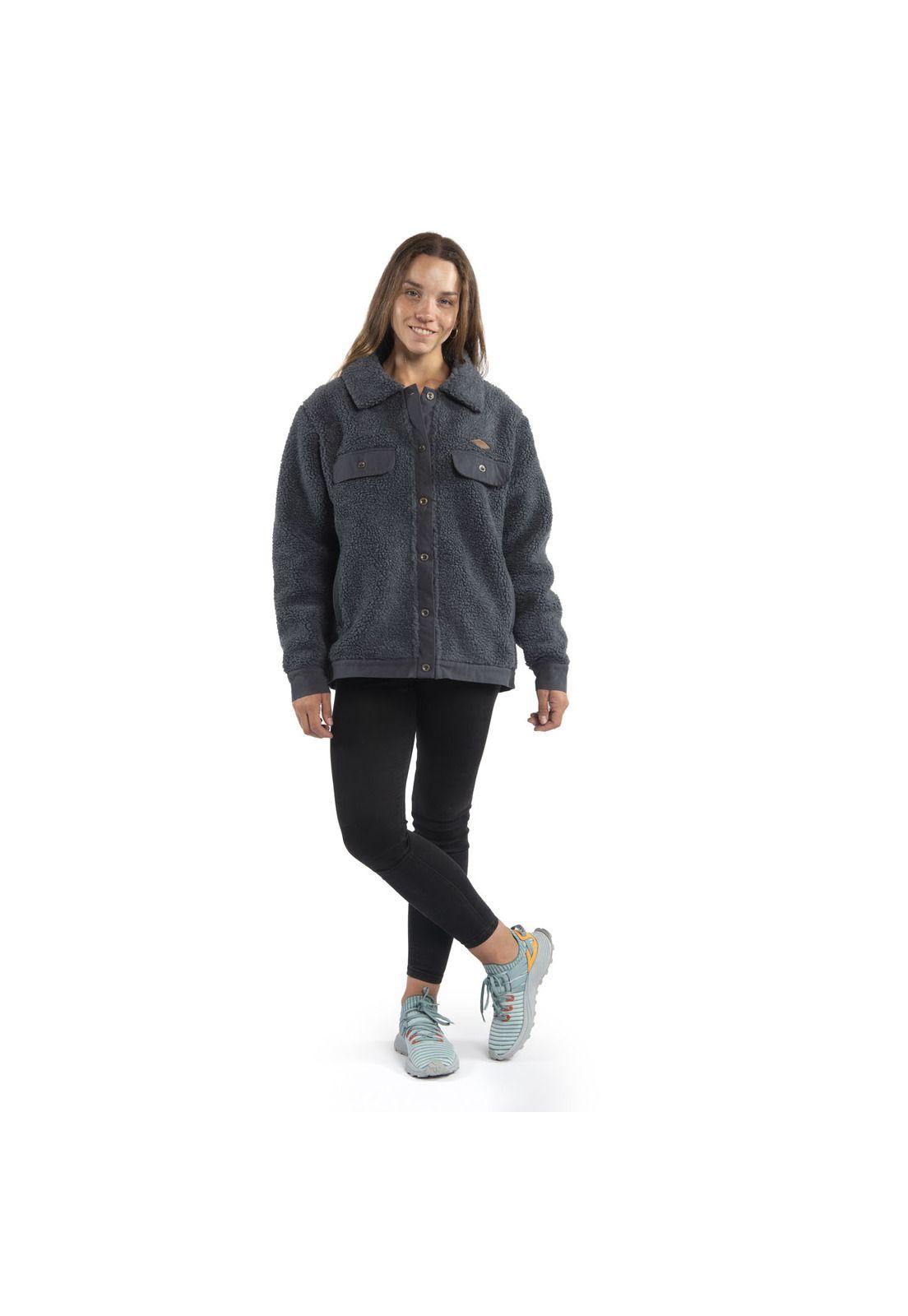 Chaqueta Mujer Sherpa Maxi Gris-6