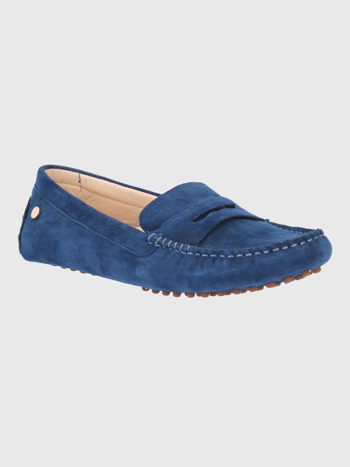 Mocasin Cuero Mujer Band Azul-0
