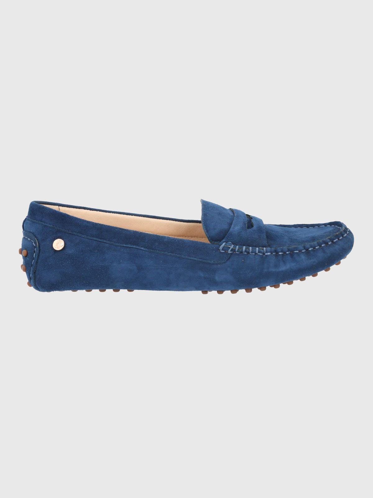 Mocasin Cuero Mujer Band Azul-1