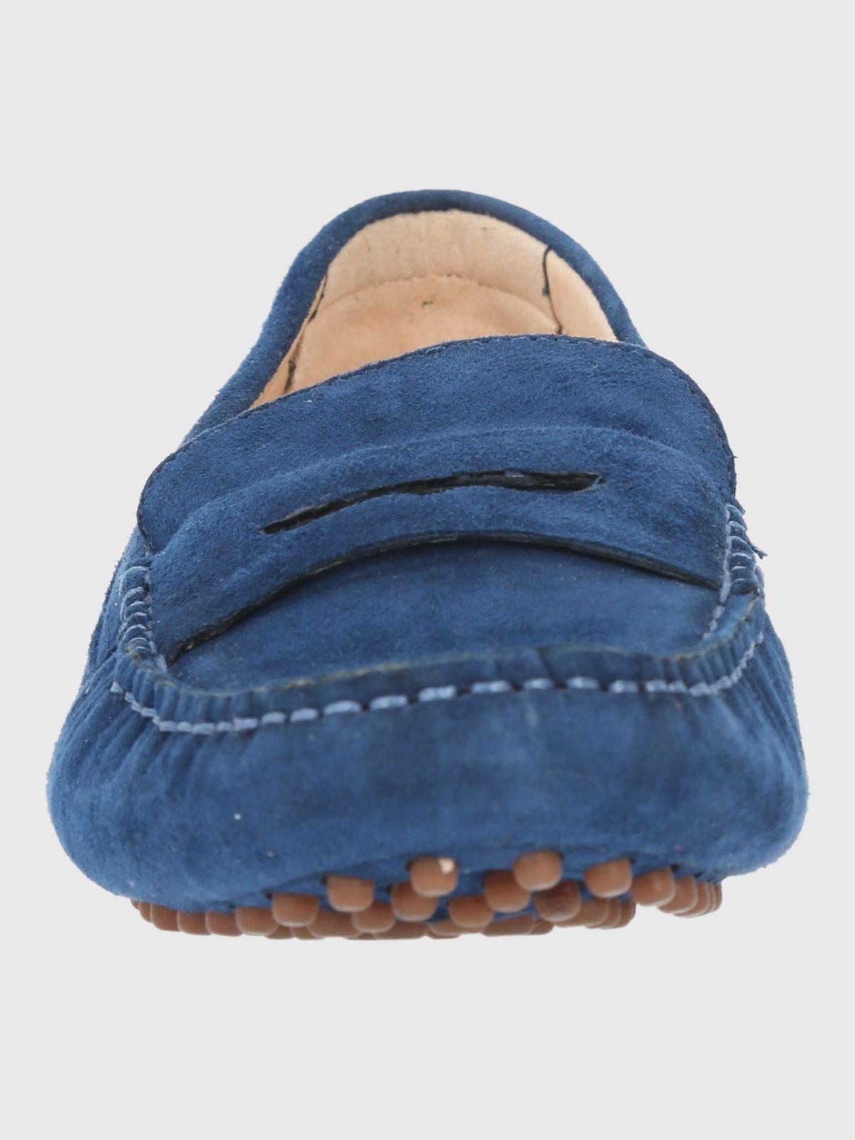 Mocasin Cuero Mujer Band Azul-3