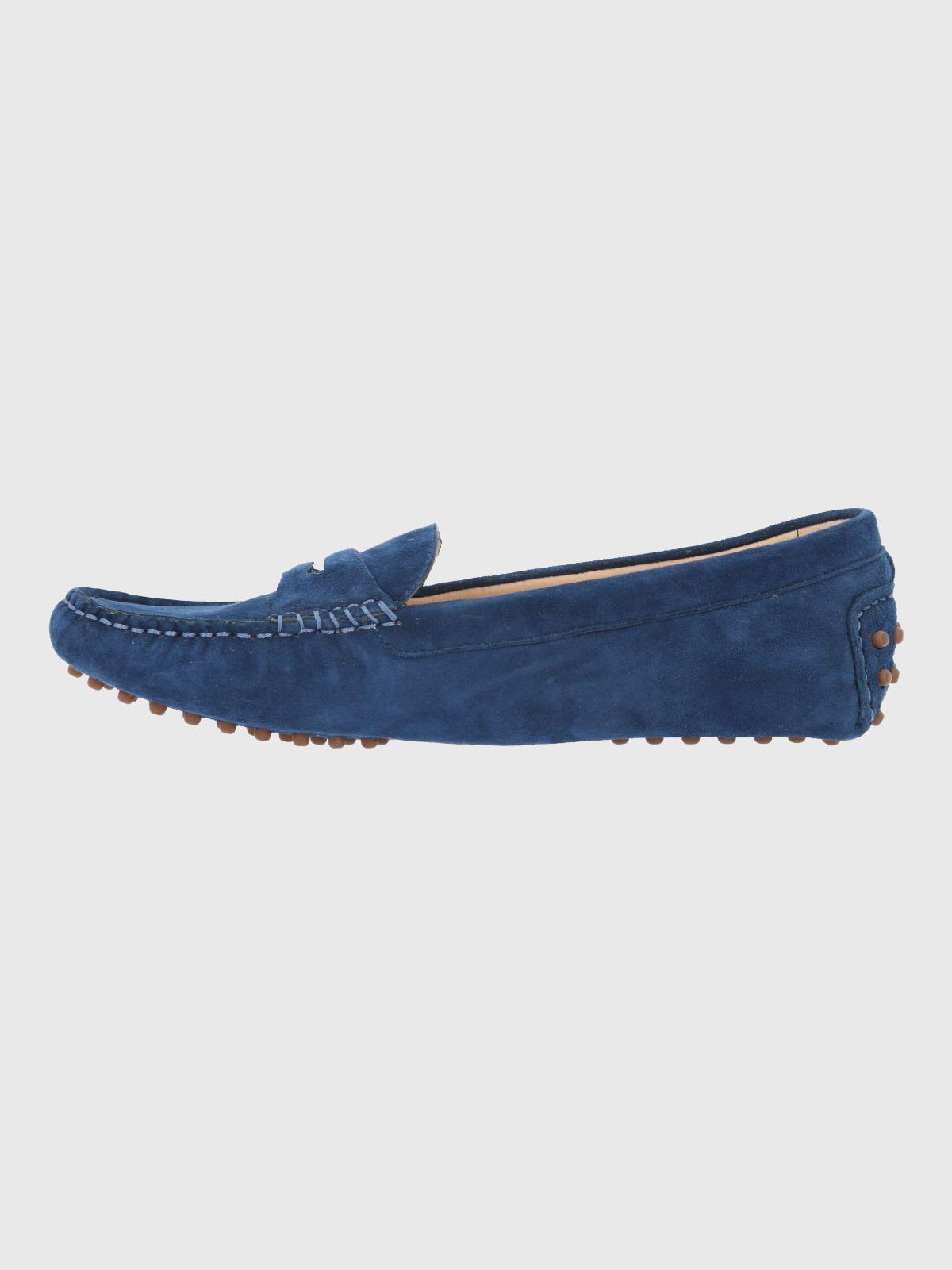 Mocasin Cuero Mujer Band Azul-4