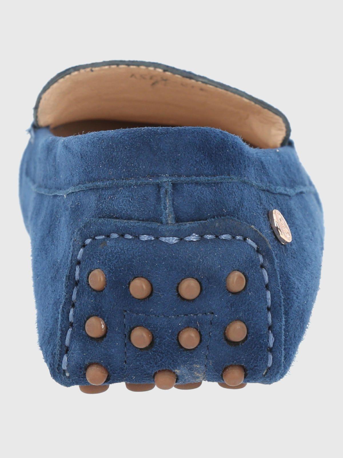 Mocasin Cuero Mujer Band Azul-5