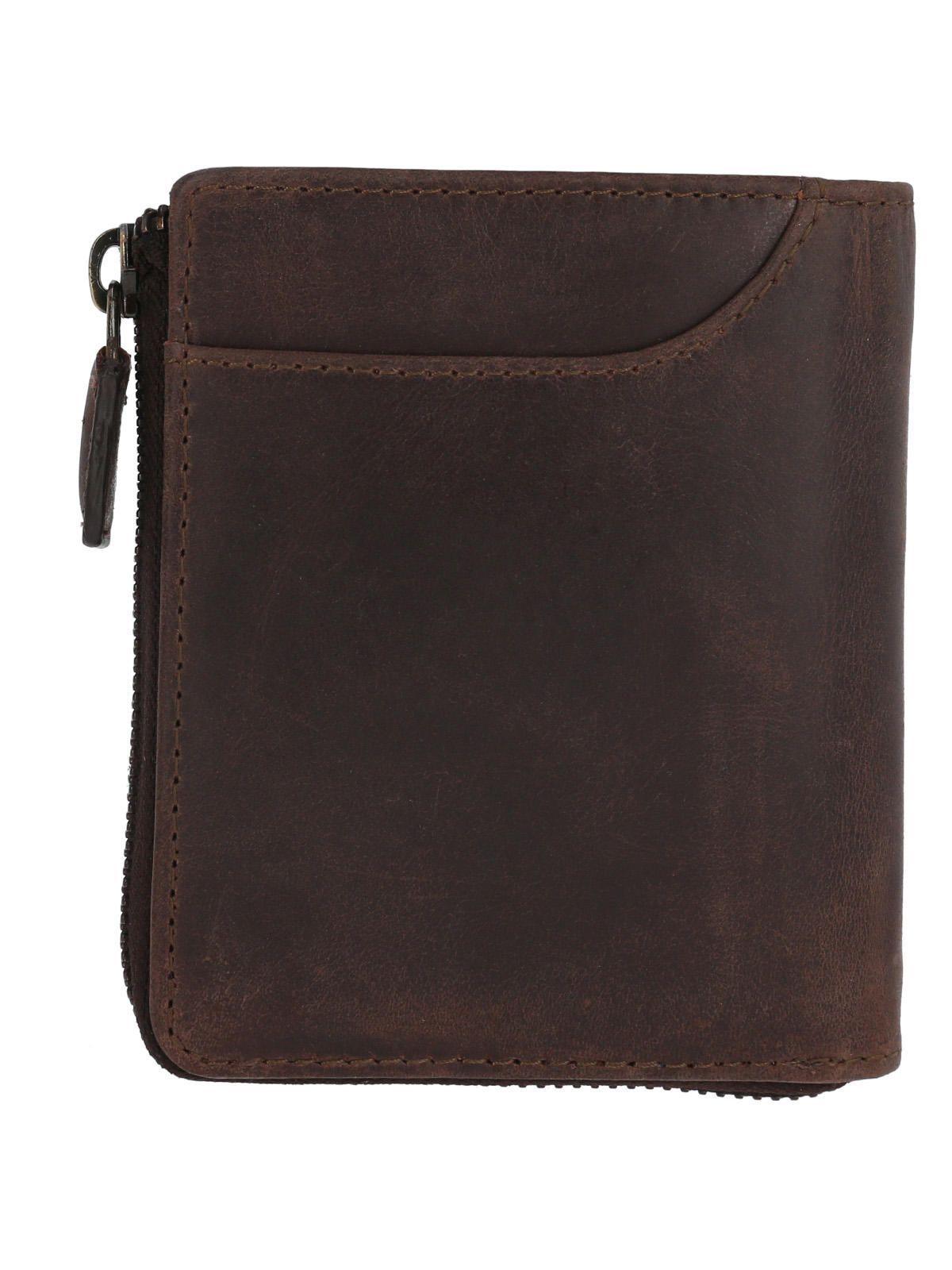 Billetera Cuero Unisex Fd Trento Zip Café-1